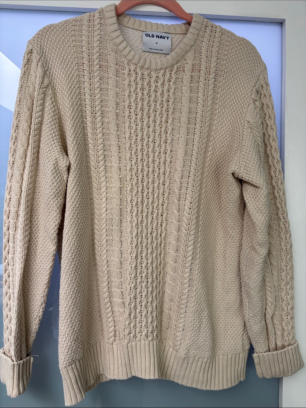 Old Navy Cream Cable Knit Crewneck Sweater